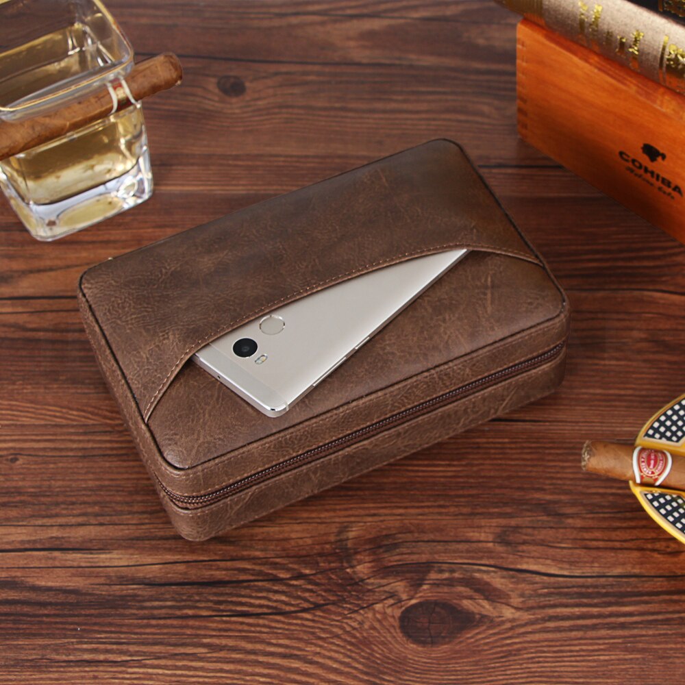 Humidor Leather Cigar Travel Case