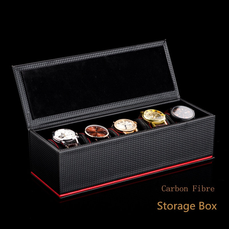 5 Slots Carbon Fiber Watch Box