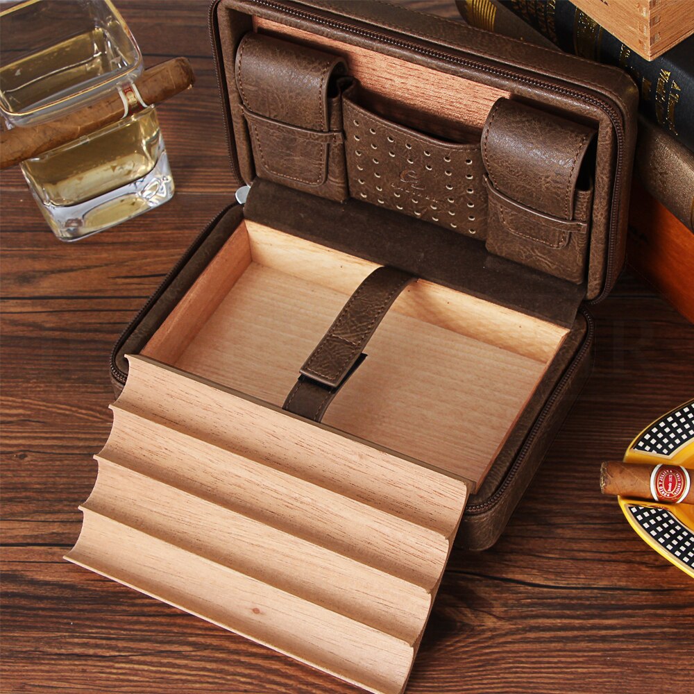 Humidor Leather Cigar Travel Case